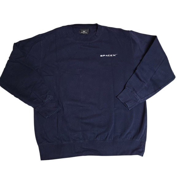 SpaceX Space X Elon Musk Official Navy Blue Sweatshirt Large Logo Front Back